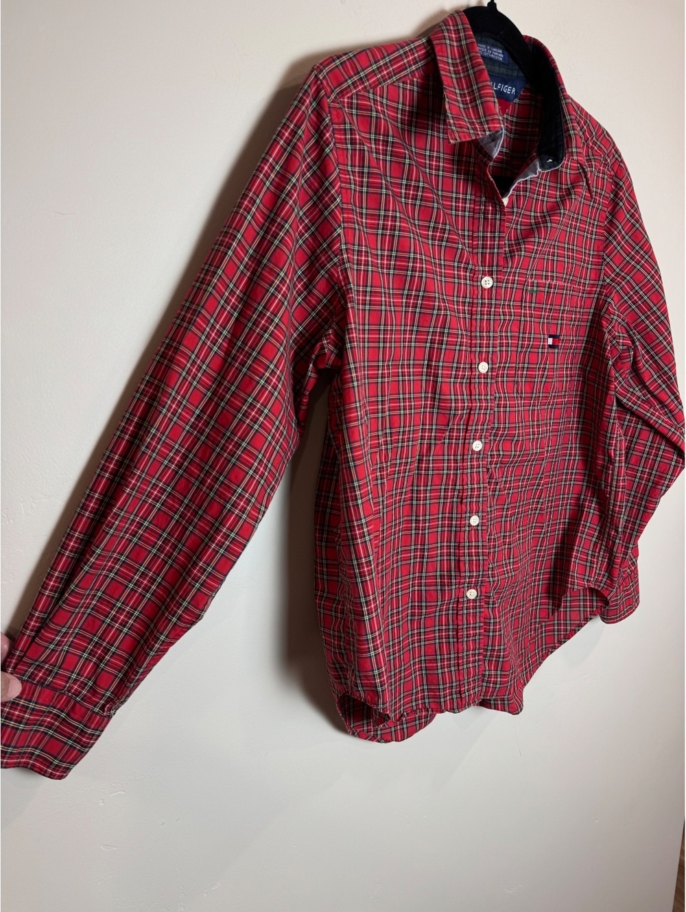 VTG TOMMY HILFIGER Classic Tartan Plaid button-up shirt Fits M-L Y2K 90’s